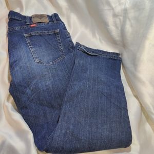 Wrangler men's relaxed fit dark blue denim jeans 36x32